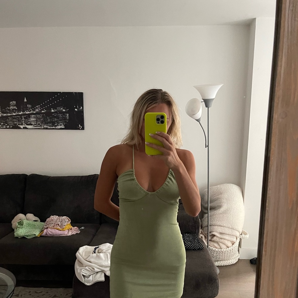 white fox green halter dress